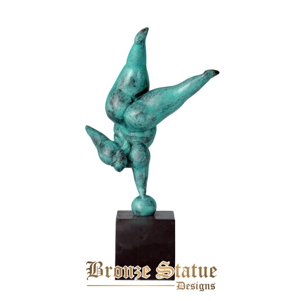 Estátua de mulher gordinha abstrata de bronze famosa escultura esportiva estatueta arte decoração de armário para casa