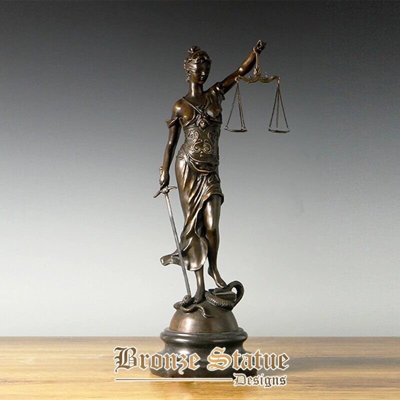 Lady justice statue bronze greek goddess themis justitia sculpture figurine estatua justica antique art perfect home decor