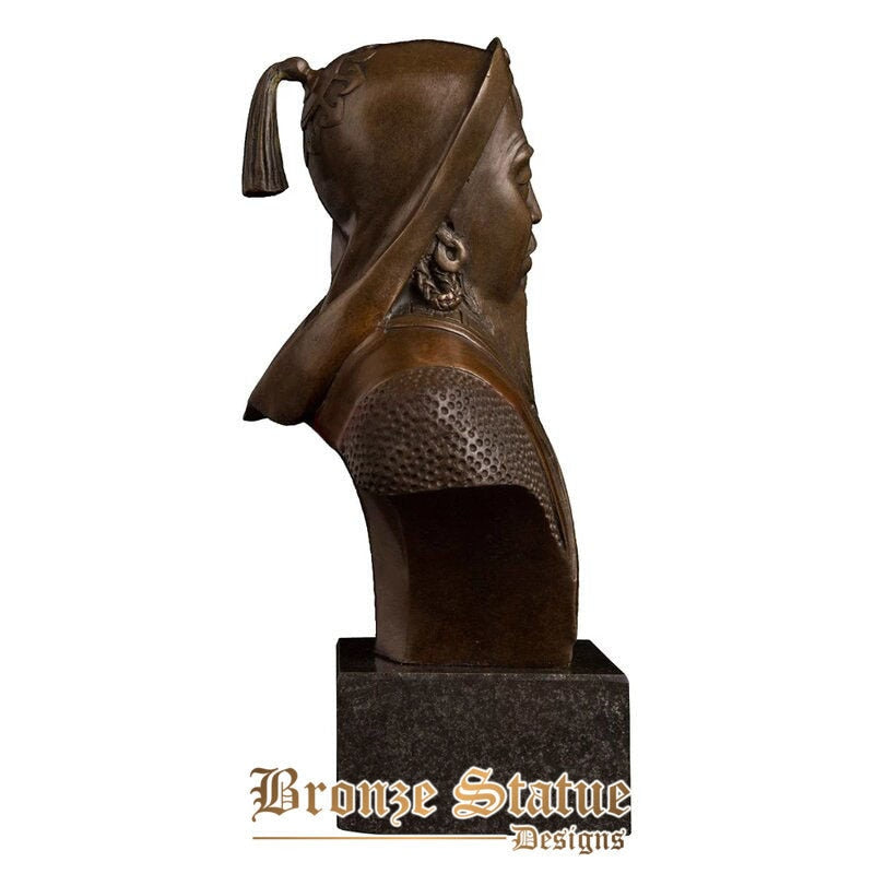 Famous chinese hero bronze genghis khan bust statue sculpture people figurine vintage art collector collectible