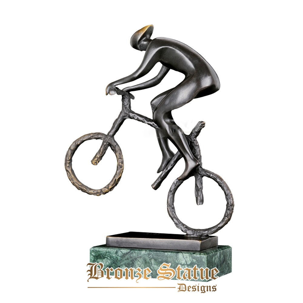 Abstract sport sculpture art mountain biking man statue bronze brass hot cast classy home decor