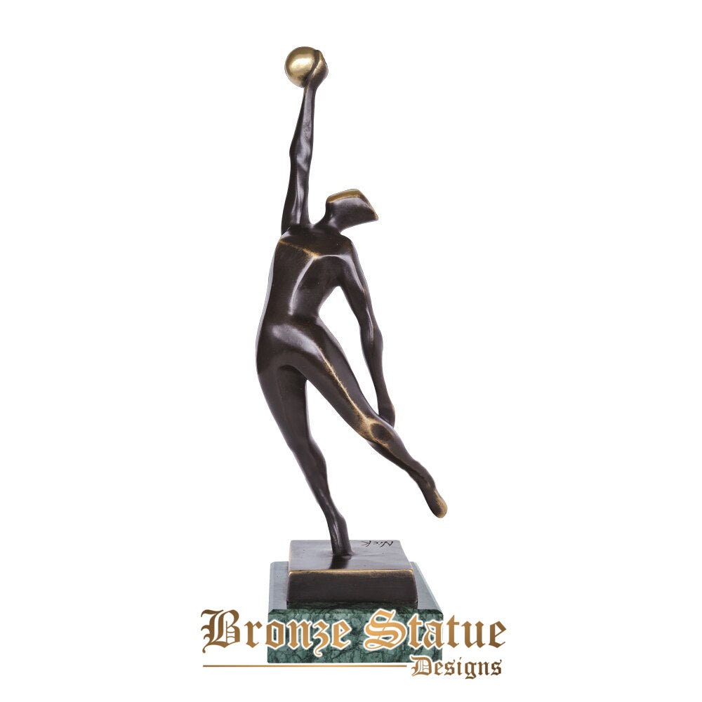 Homem abstrato de bronze jogando estátua de basquete esporte escultura arte mesa de escritório elegante presente de decoração para casa