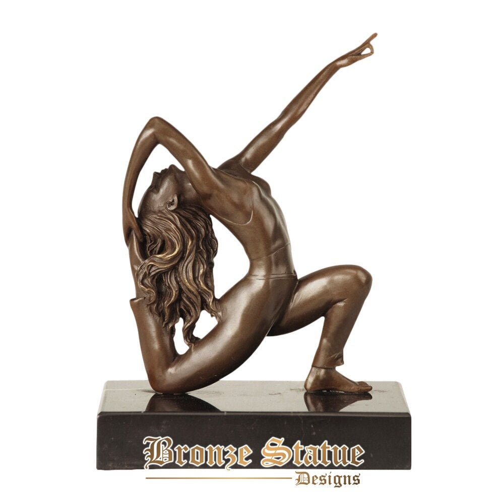 Modern girl fitness bronze statue female body building sculpture brass sport woman art living room decor
