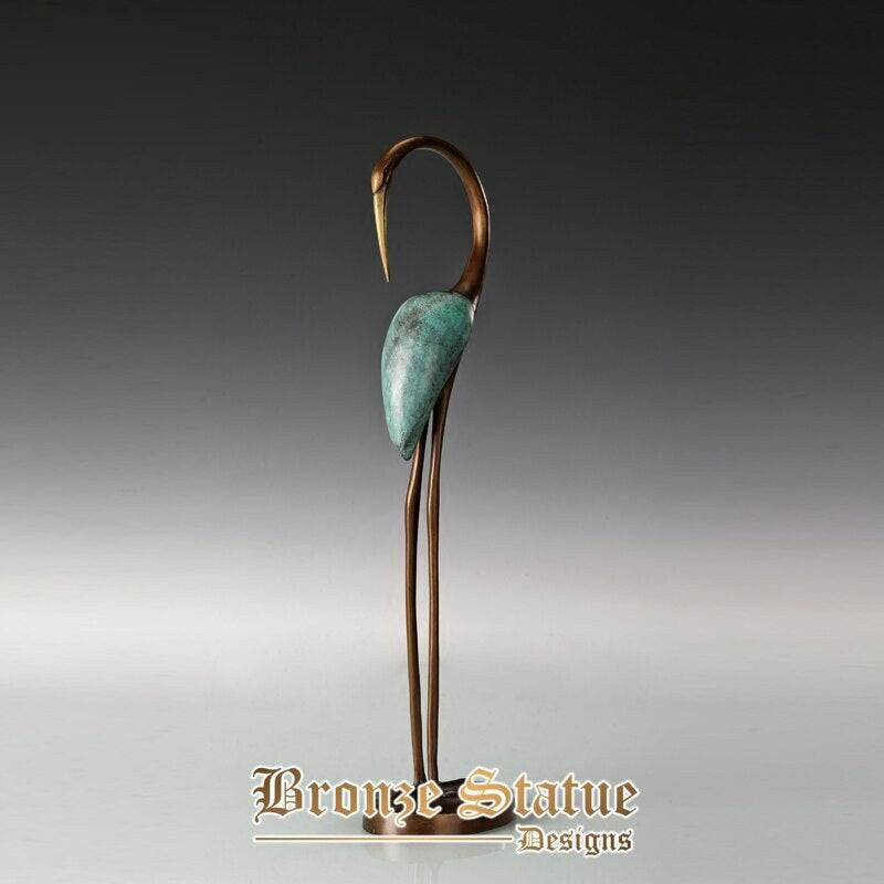 Bronze-Tier-Skulptur rot-gekrönter Kranich-Statue glückliche Kunst nobles Innenbüro-Dekorgeschenk