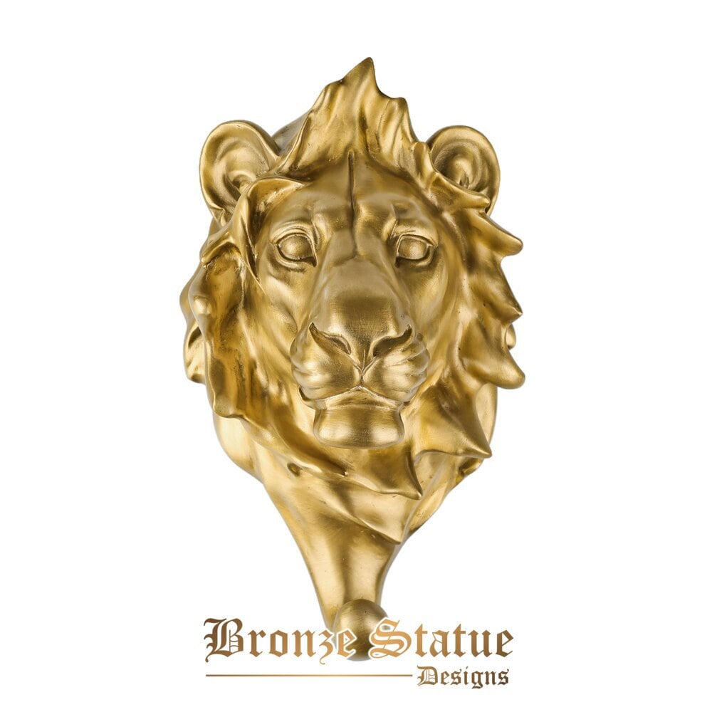 Lion head wall hanging statue sculpture wall charmers art hot cast bronze & golden classy ornament