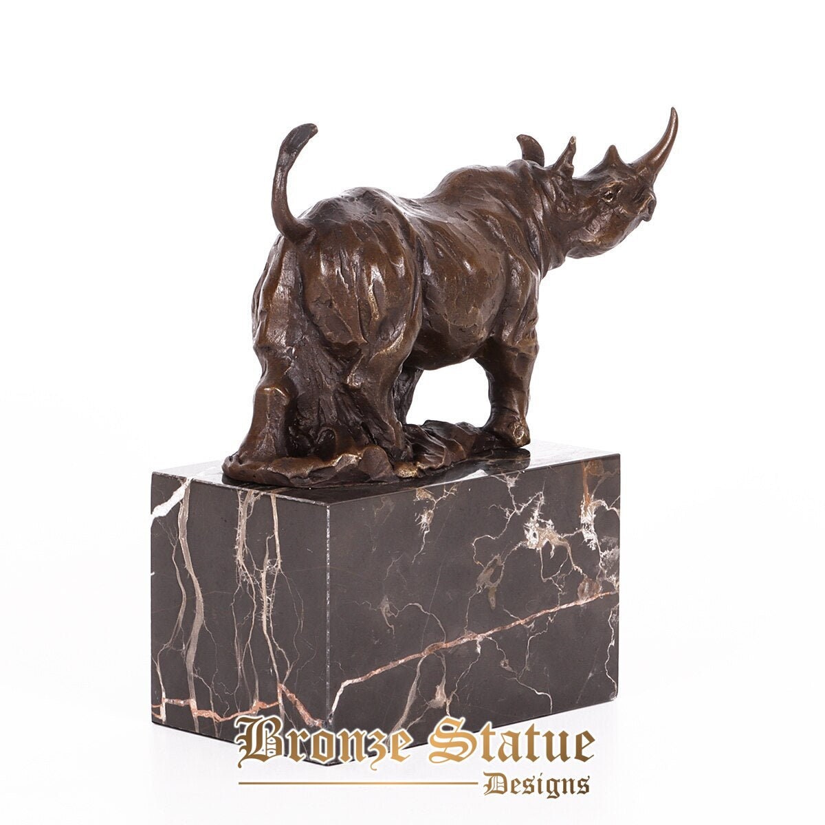 Bronze rhinoceros statue figurine hot cast wildlife animal sculpture art indoor home decor gorgeous gift