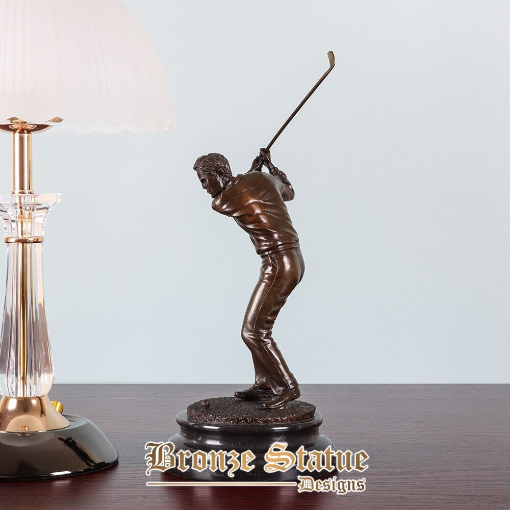 Golf Mann Statue Figur Bronze männlichen Golfer Skulptur westliche moderne Sportkunst Heimdekoration