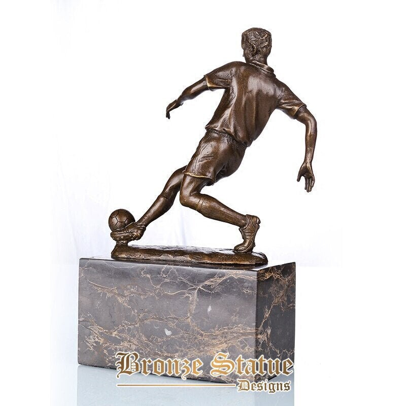 Sport art football player statue sculpture bronze modern ornament figurine home decoration