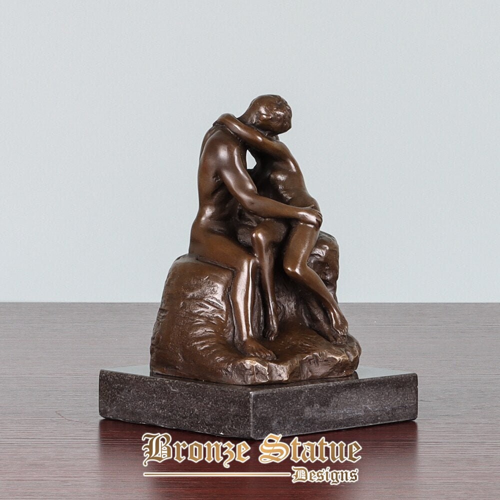 The kiss statue by rodin bronze replica small figurine romantic couple man and woman eternal lovers sculpture famous antique art