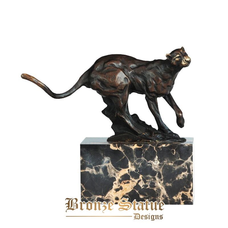 Leopard-Statue, kleine Wildtier-Bronze-Skulpturfigur für Heimdekoration, Familiengeschenke