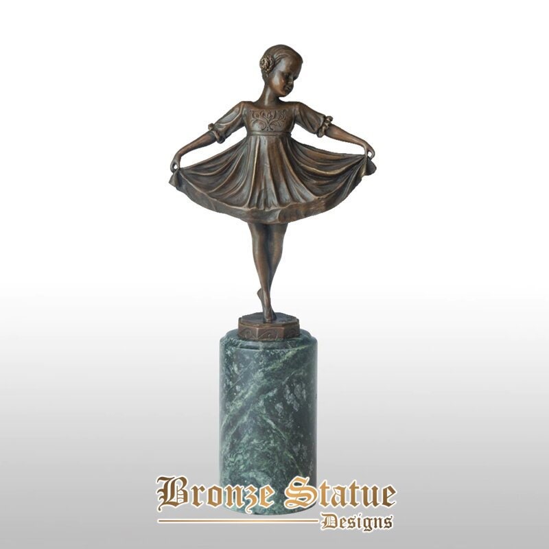 Modern art dancing girl bronze statues western kids brass sculpture for children dance room decoration