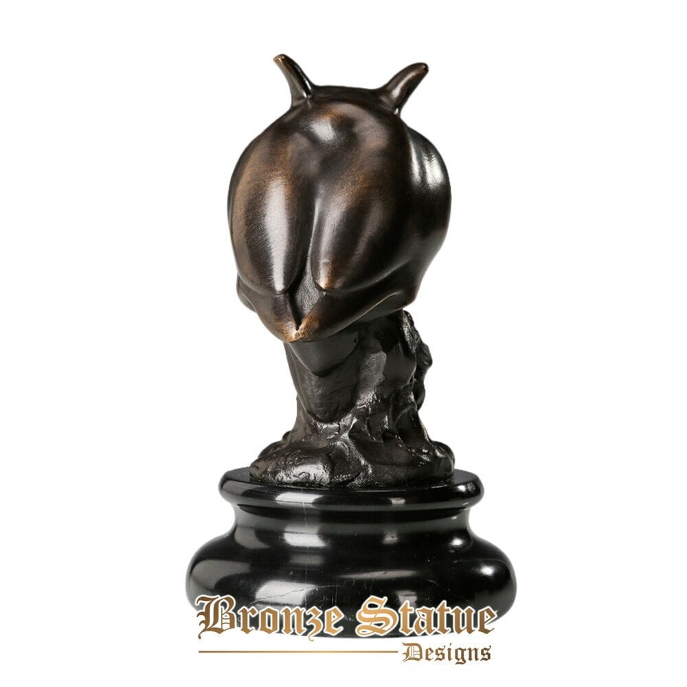 Small night owl statuette bronze birds sculpture animal copper statue figurine for home decor indoor shelf display metal art