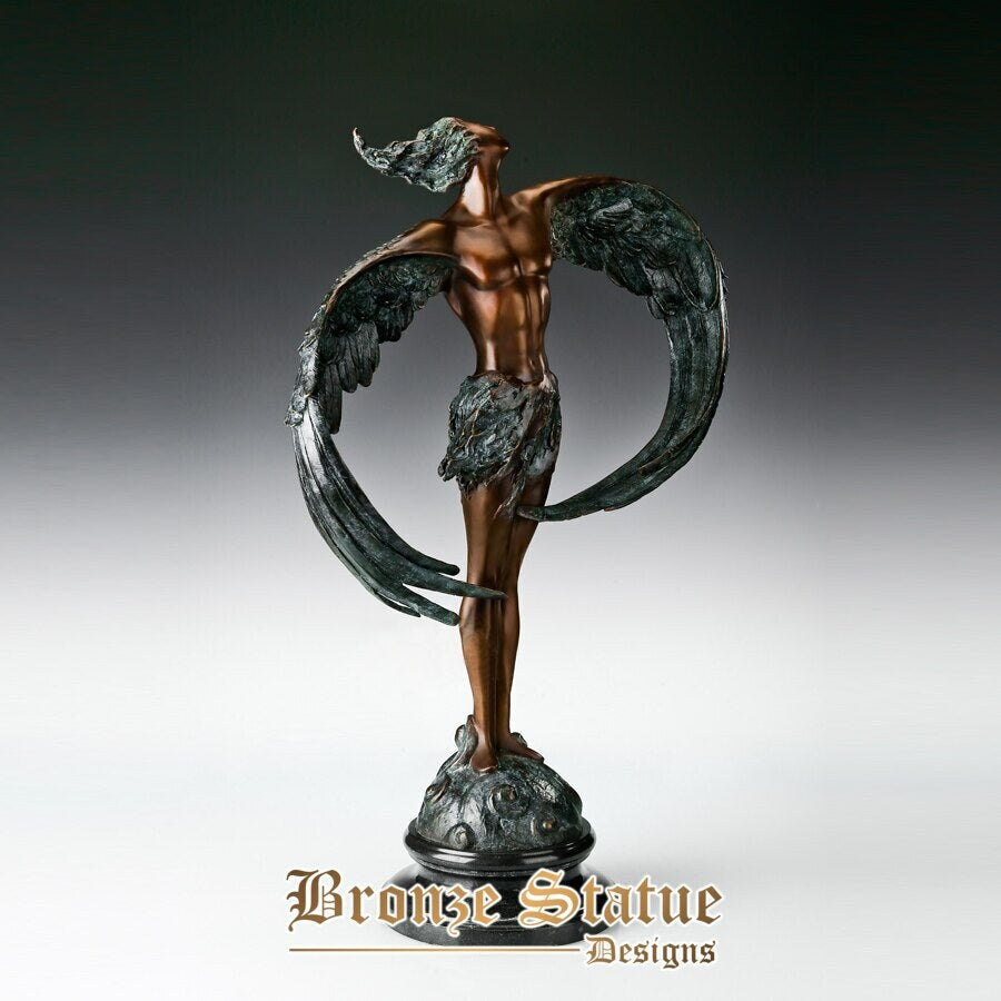 Large abstract woman angel bronze statue sculpture marble base gorgeous decoration for home office living room