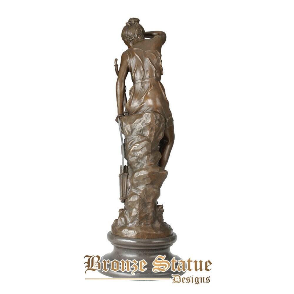 Diana statue sculpture bronze roman goddess of moon and hunting collectible vintage art large 28in | 73cm