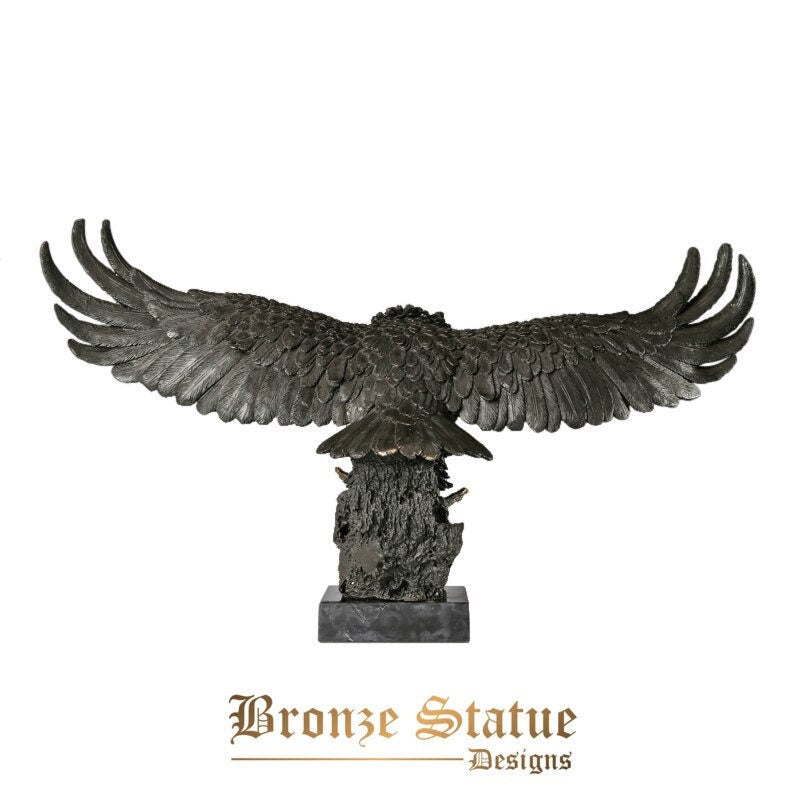 Large spread wings eagle statue sculpture bronze wild animal hawk falcon figurine business gift garden front yard decor big