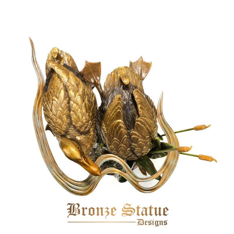 Modern bronze statue mandarin duck sculpture statue means "lucky and happiness" for wedding decor valentine's day gifts large