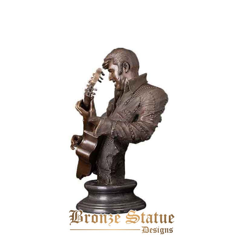 Rock & roll star musical man statue guitar player bust bronze sculpture art large size home bar decoration