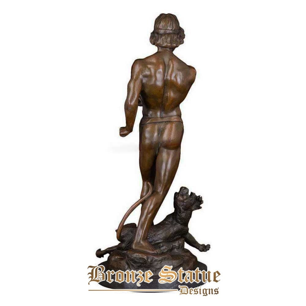 23in | 60cm | Grande estátua de caçador masculino escultura de homem de bronze arte ocidental villa decoração de escritório presente de negócios