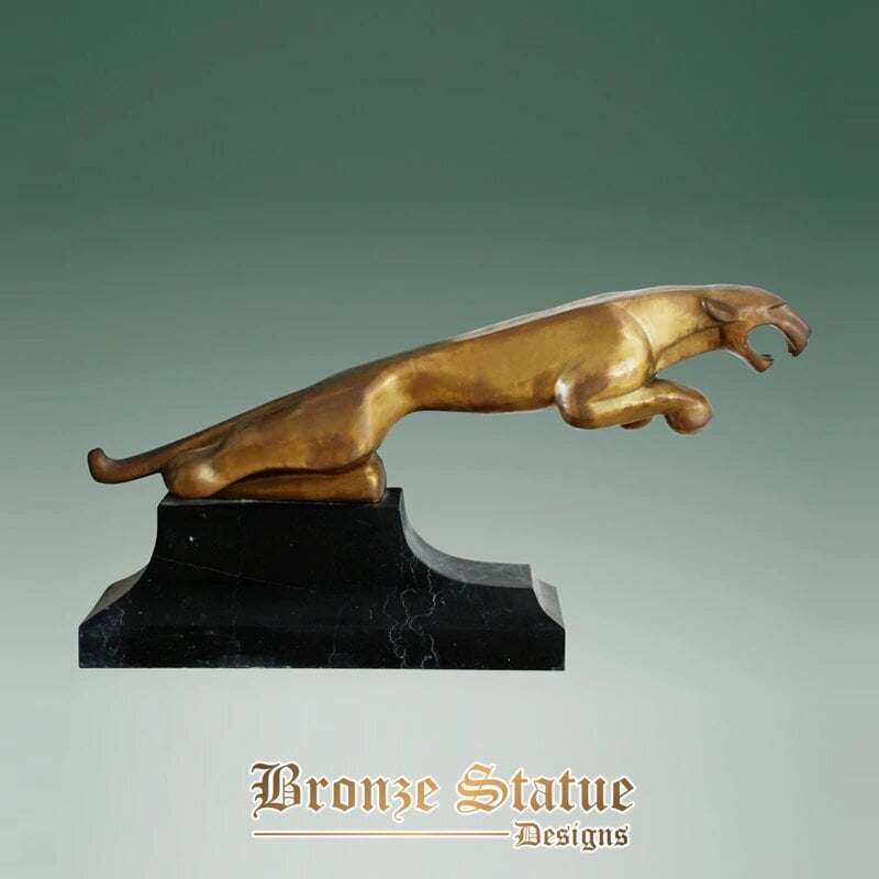 Large abstract cheetah bronze statue animal leopard sculpture art classy office desktop decoration