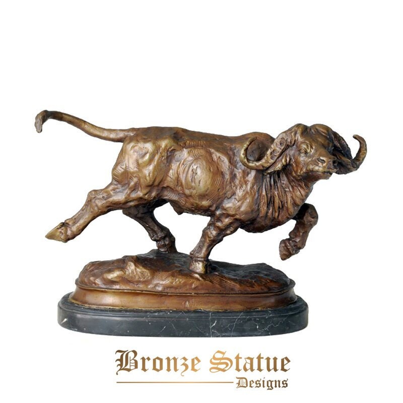 Bronzestatue Wasserbüffel Skulptur große Tierkunst Heimdekoration