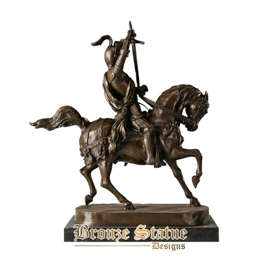 Medieval riding general bronze sculpture antique art soldier statue warrior copper figurine for business gifts