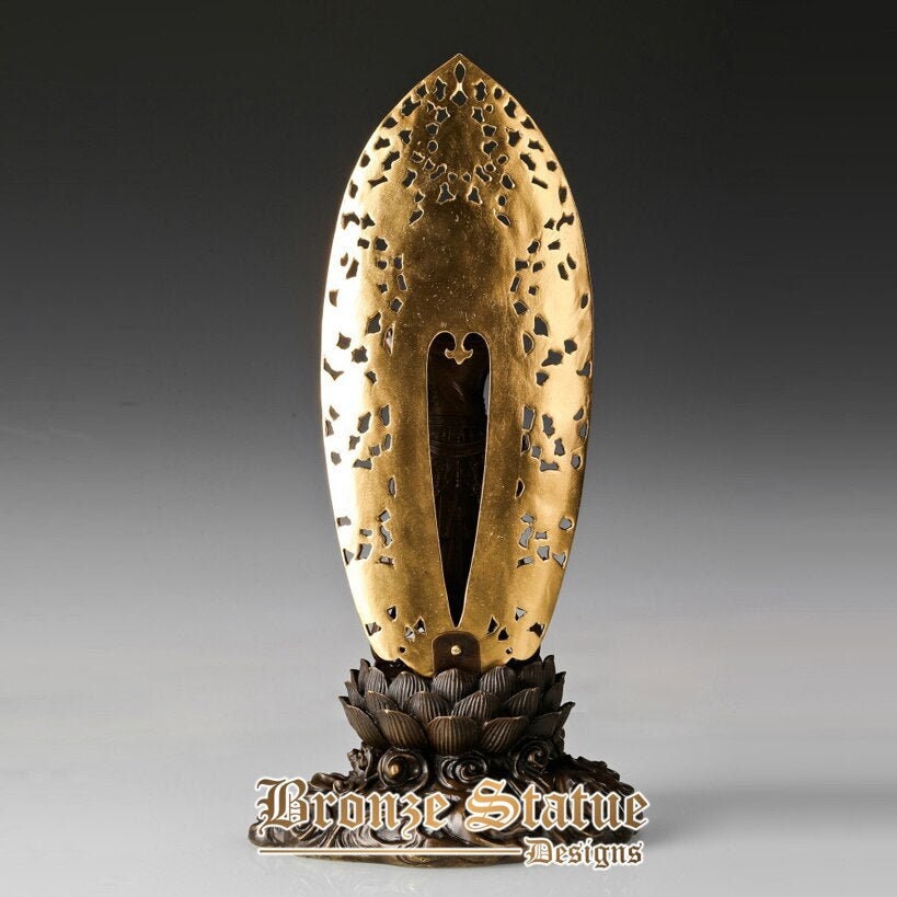 Große Avalokitesvara-Statue aus reiner Bronze, stehende Guanyin-Skulptur, Buddhismus-Figur | 18 Zoll | 46cm