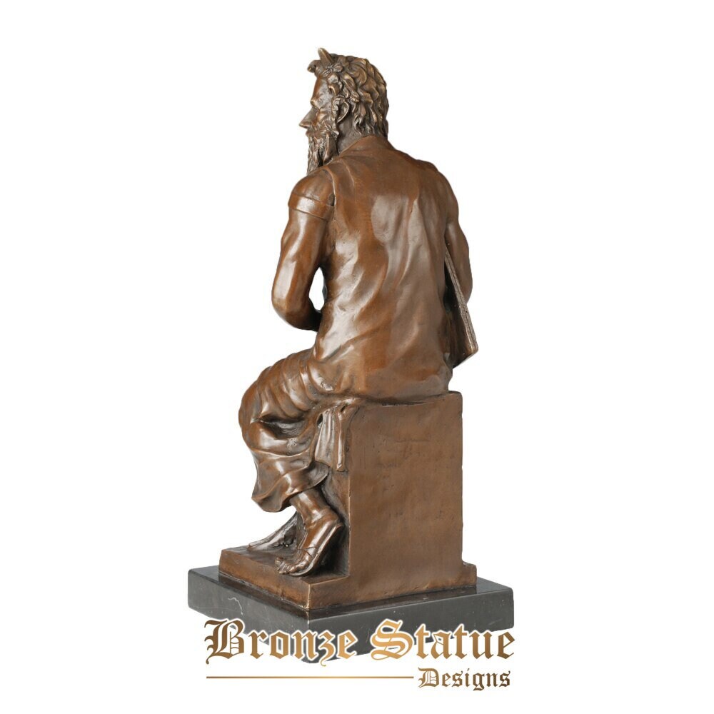Moses with the ten commandments statue bronze replica by michelangelo famous western sculpture figurine collectible art decor