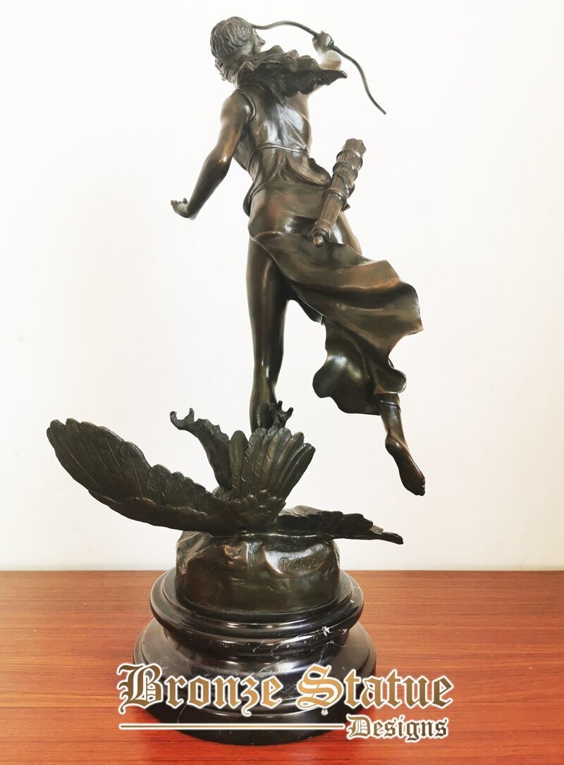 Diana artemis hunting falcon statue bronze greek myth goddess sculpture upscale home decoration antique art large