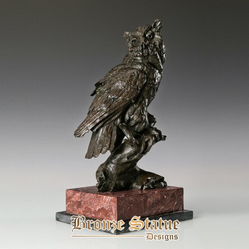 Bronze-Eule-Statue, Tier, Vogel, Skulptur, Figur, edle Kunst, Marmorsockel, Heißguss, Bürodekoration