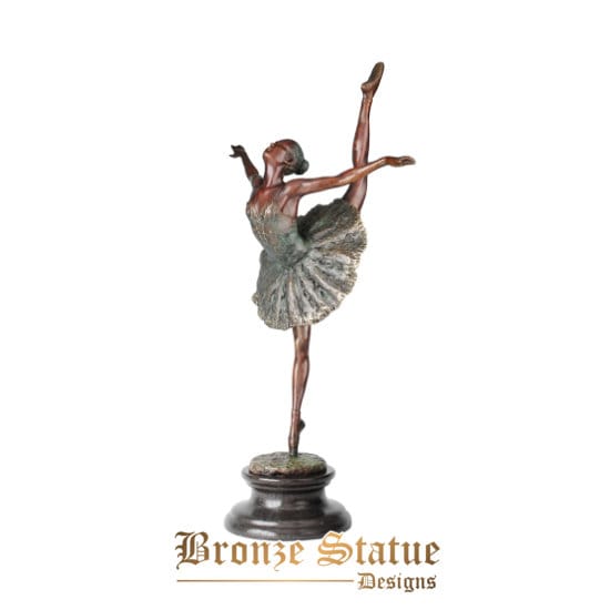 Estátua de bronze bailarina estátua de bronze menina moderna escultura de dança estatueta arte ocidental presente perfeito amante ornamento de quarto de menina