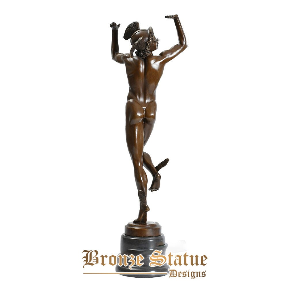 Greek hermes roman mercury statue myth commerce god sculpture bronze gorgeous antique art home office decoration large