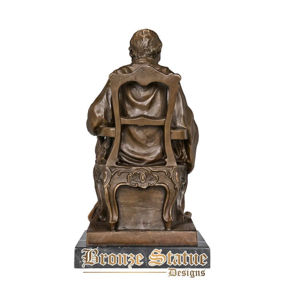 Voltaire statue bronze french famous litterateur sculpture collectible figurine antique art decoration