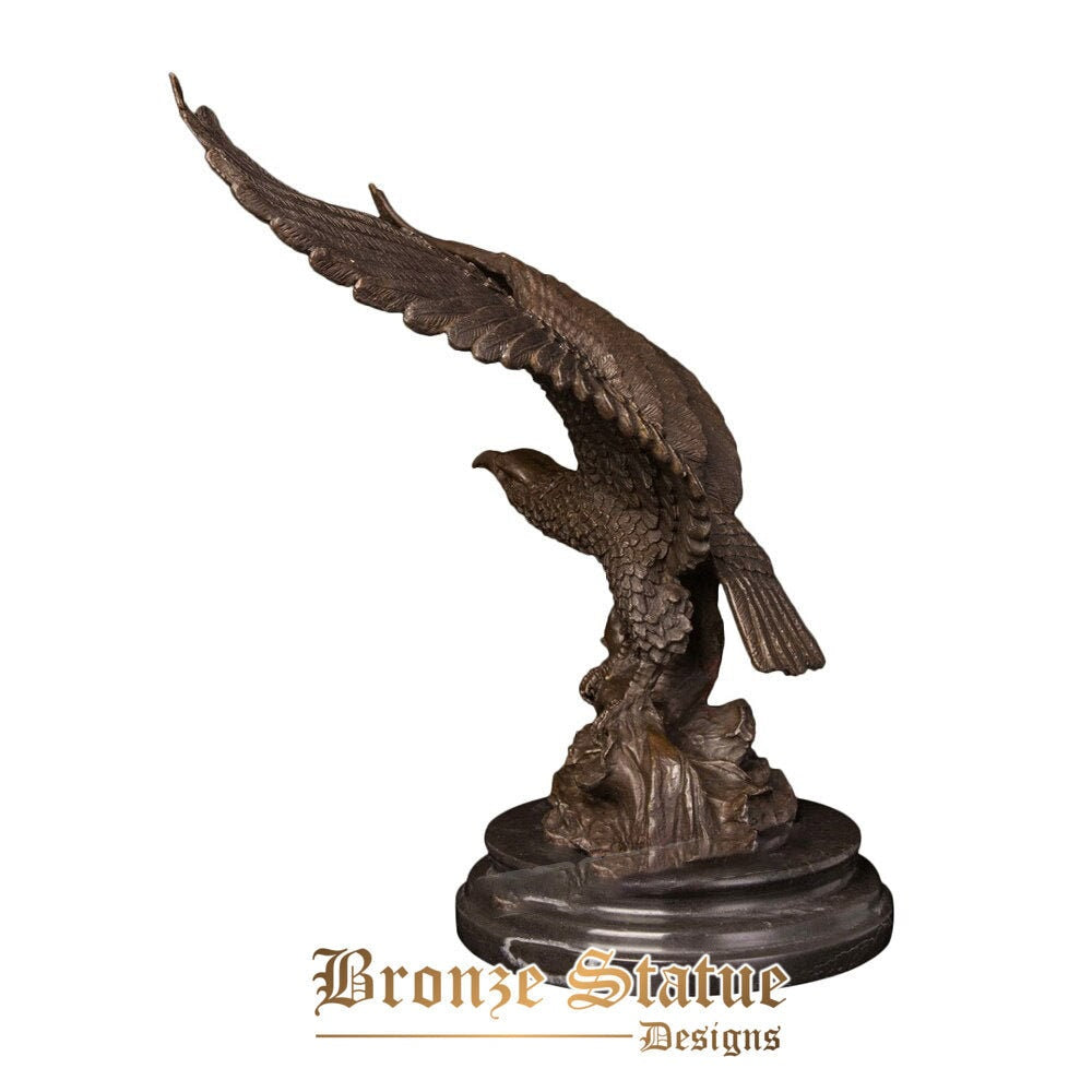 Bronze eagle spread wings sculpture hawk statue large wild bird animal figurine vintage falcon art big