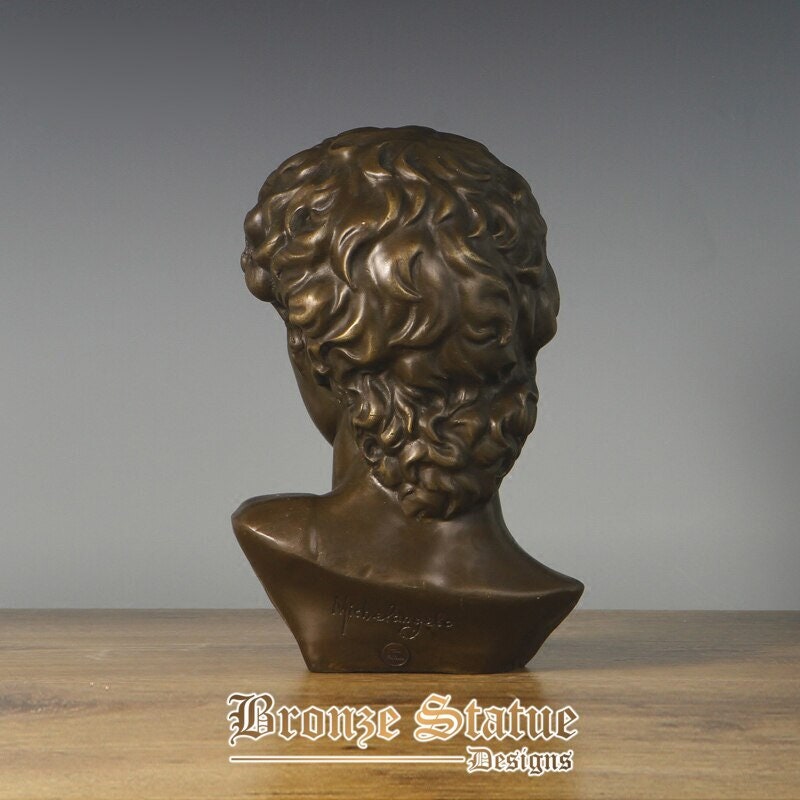 Estátua da cabeça de david escultura de homem famoso bronze fundido a quente arte antiga armário doméstico decoração de escritório
