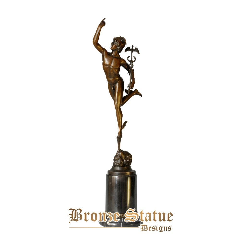 Bronze mercury statue roman god of commerce sculpture collectible figurine arts office table decor ornament large