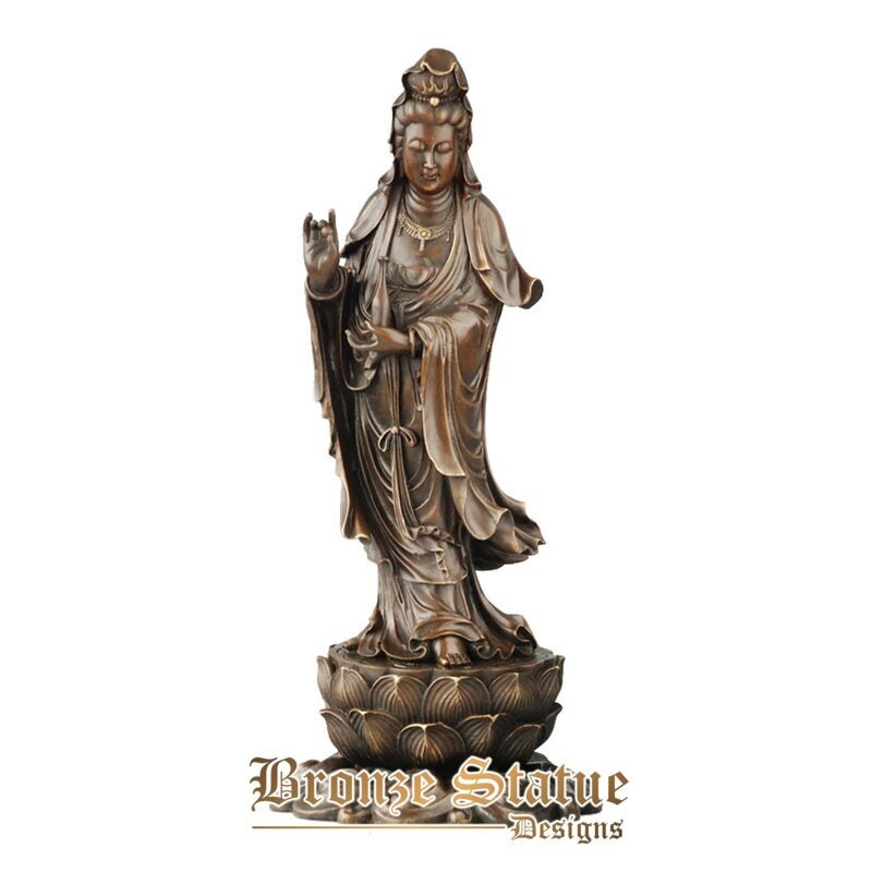 Guanyin avalokitesvara statua cinese buddha scultura arte fusione a caldo bronzo ottone arte di classe