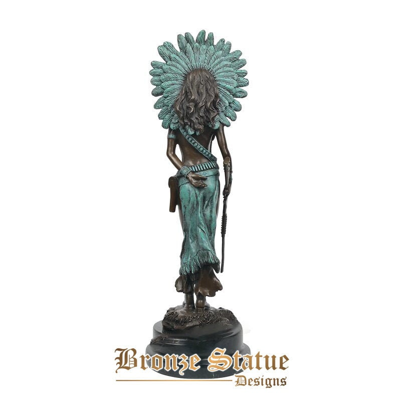 Indianerführer Statue Skulptur Bronze antike klassische Figur Kunst Sammlerstücke Wohnkultur