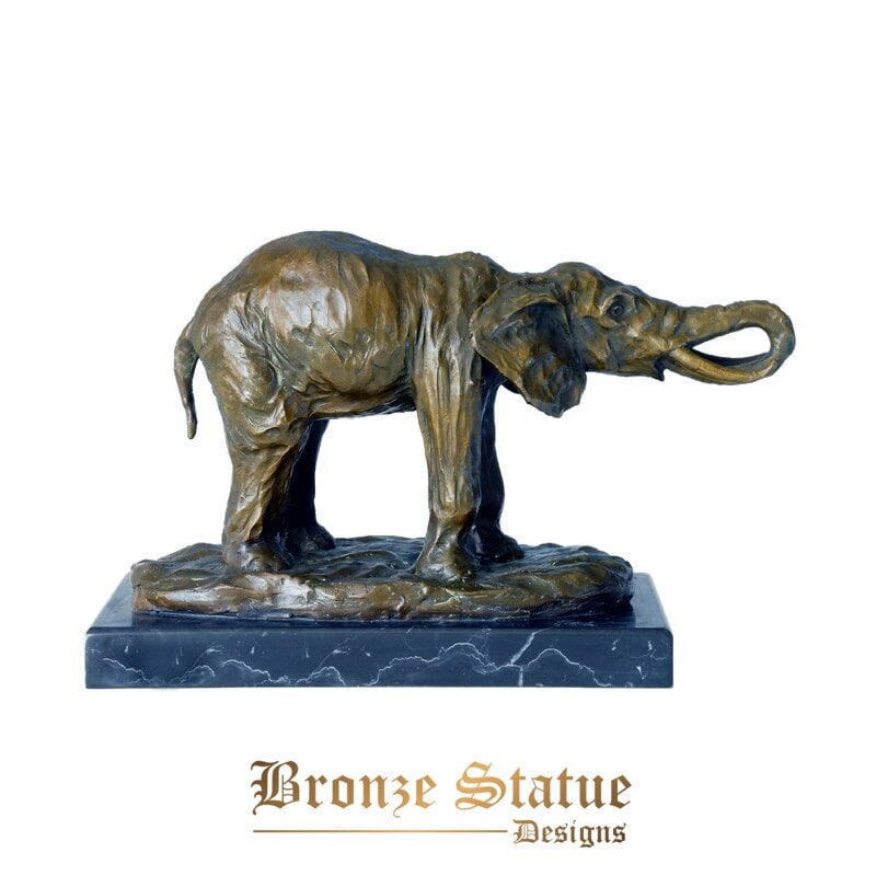 Handmade bronze elephant statue wildlife animal sculpture art office desk home decoration