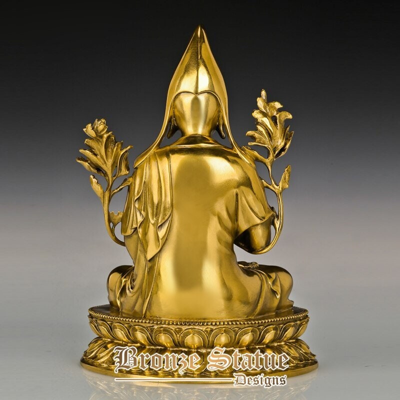 Je tsongkhapa master statue sculpture golden brass tibetan buddha art home decor