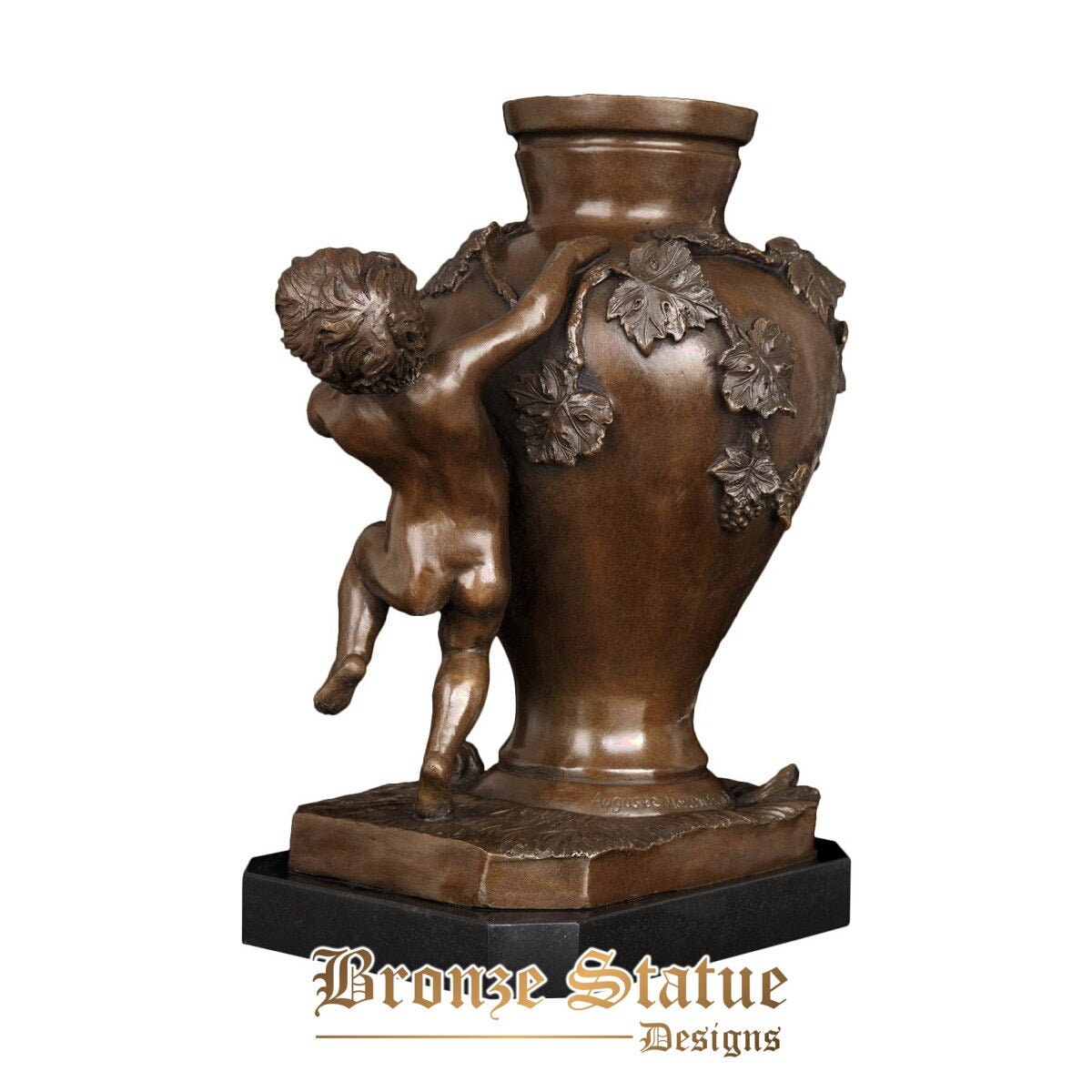Bronze vase sculpture with kid statue for decor antique sculpture europe retro soft outfit villa home furnishing articles