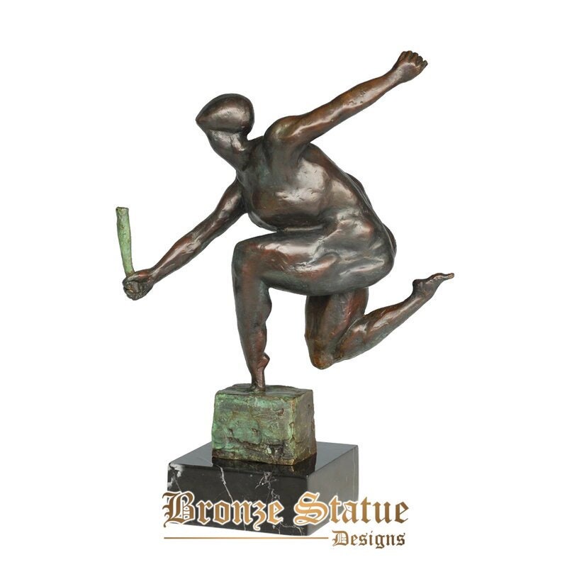 Estatueta masculina de corrida de bronze estatueta de corrida de bronze para decoração de casa decoração de exibição de mesa de escritório de arte moderna