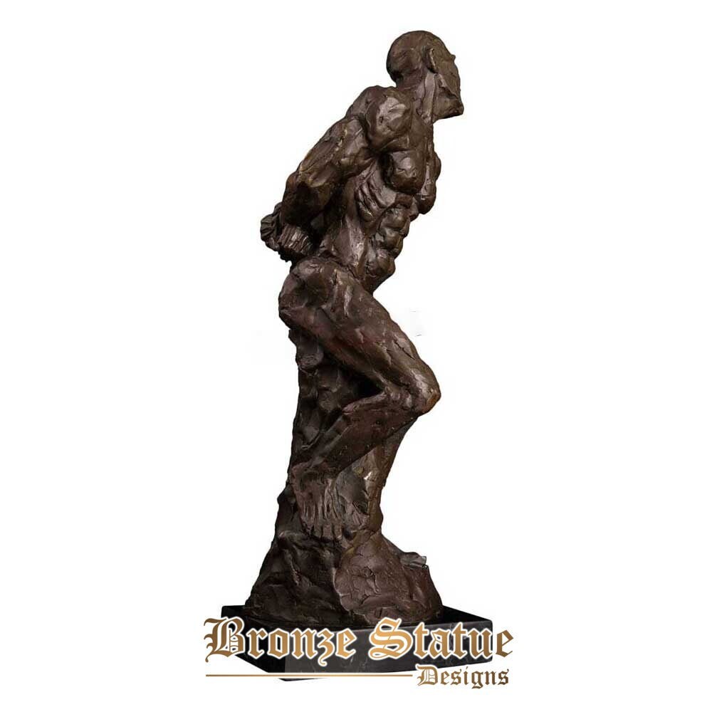 Shouting nude man bronze statue abstract naked sculpture male art gallery studio decoration