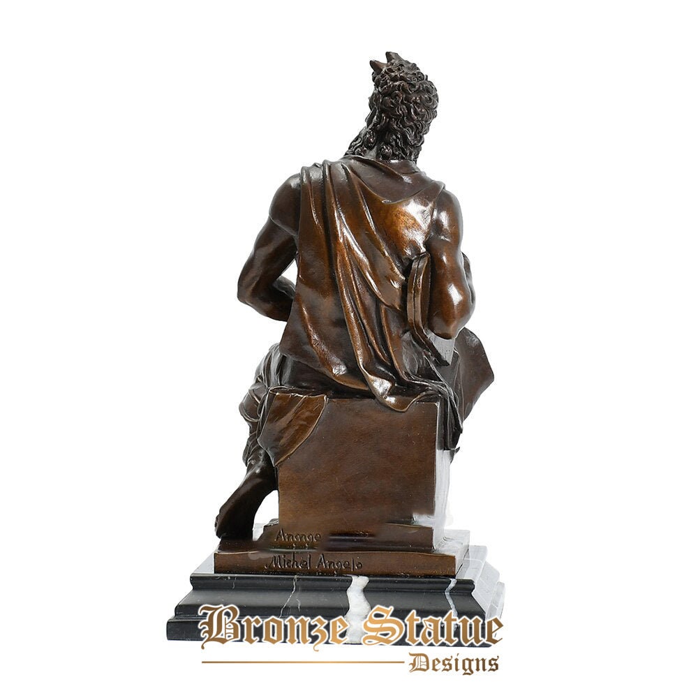 Moses statue by michelangelo bronze replica sculpture famous art western collectible figurine home office decor