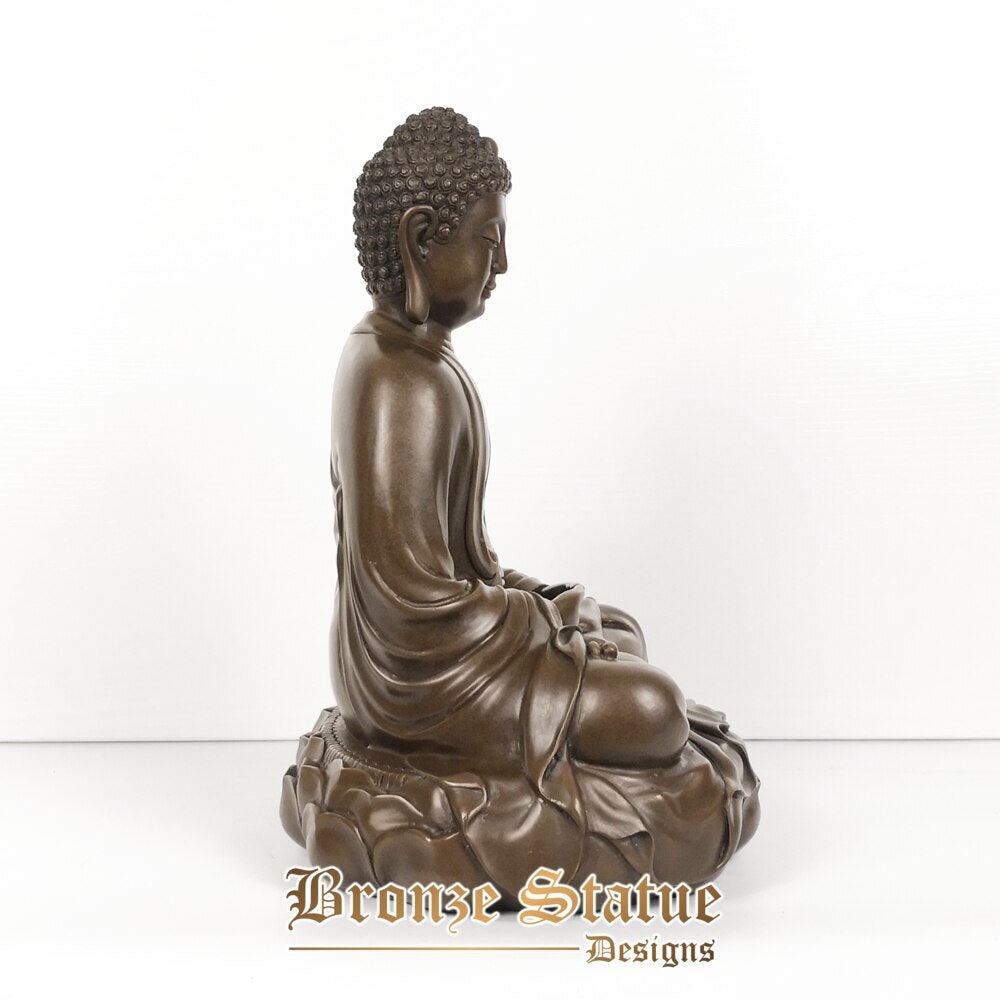 Pure bronze amitayus sculpture amitabha buddha statue religious brass figurine buddha art handicrafts
