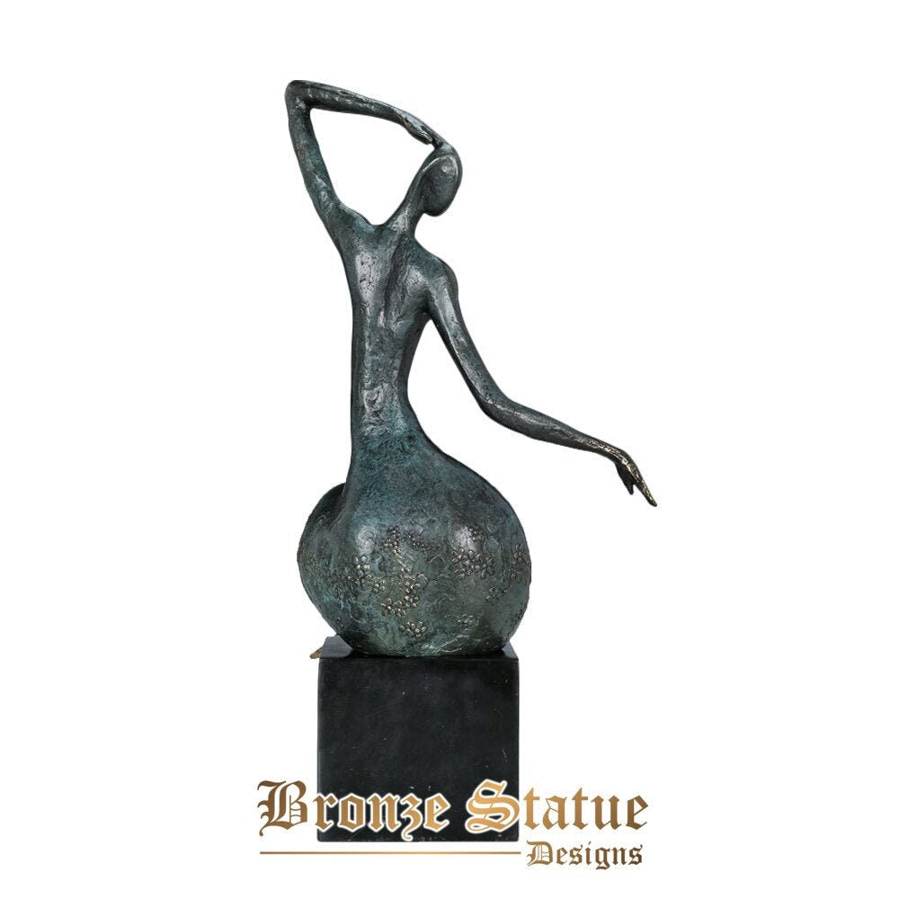 Novelty european abstract woman bronze sculpture statue green modern art western female figurine upscale home decor