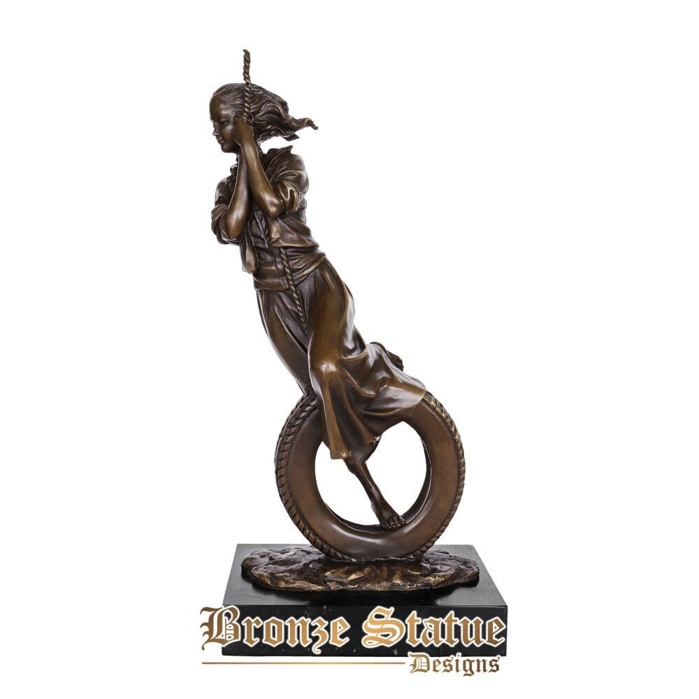 Bronzestatue schwingendes Mädchen Skulptur moderne Kunst Kinderzimmer Dekoration wunderschönes Geburtstagsgeschenk für Mädchen