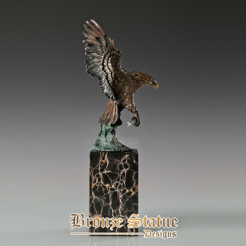 35cm high bronze bald eagle hunting fish statue sculpture hot falcon art upscale office home decoration