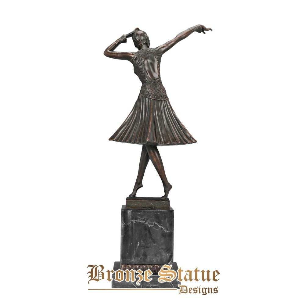 Weibliche Tanzstatue Figur Bronze antike westliche Kunstskulptur Kupfermaterial 15 Zoll | 39cm