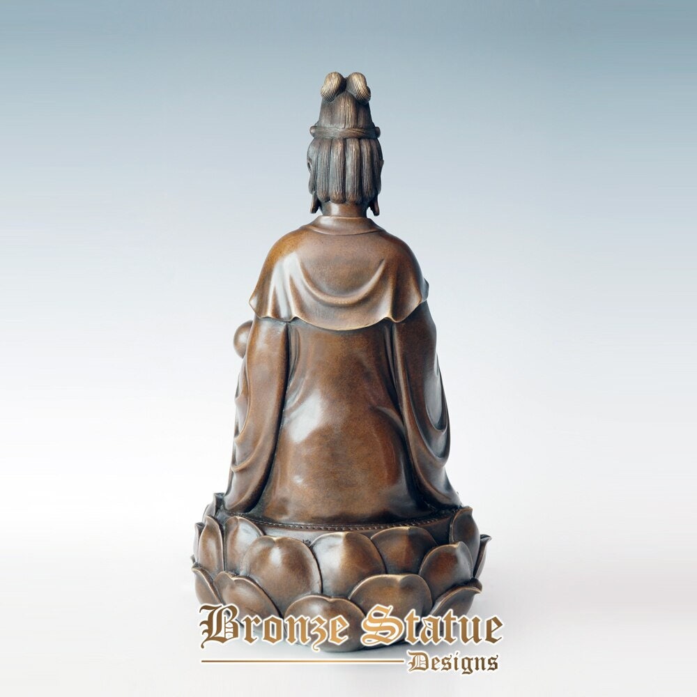 Bronzo guan yin avaloktesvara invio di una statua di bambino scultura buddismo tibetano buddha art home decor