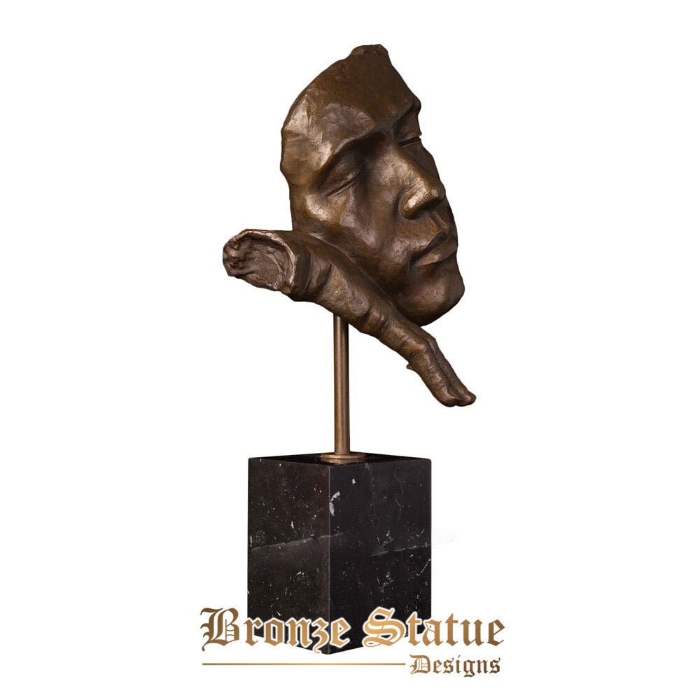 Estátua abstrata de bronze escultura de rosto de pessoas pensando homem cabeça estatueta arte acessórios de decoração para casa