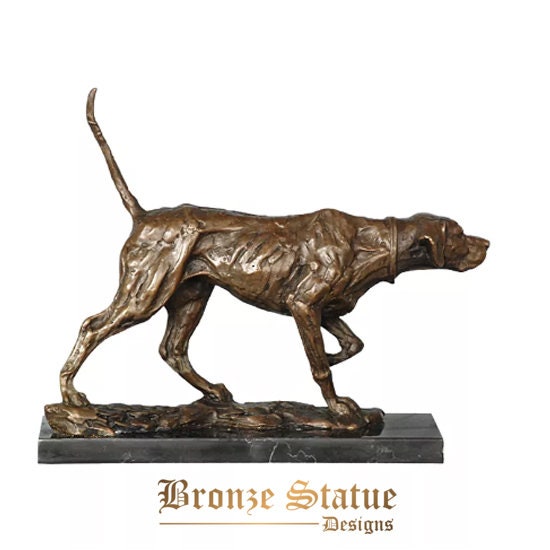 Estátua de cão caçador de bronze escultura animal estatueta arte fundição quente presentes de decoração interna